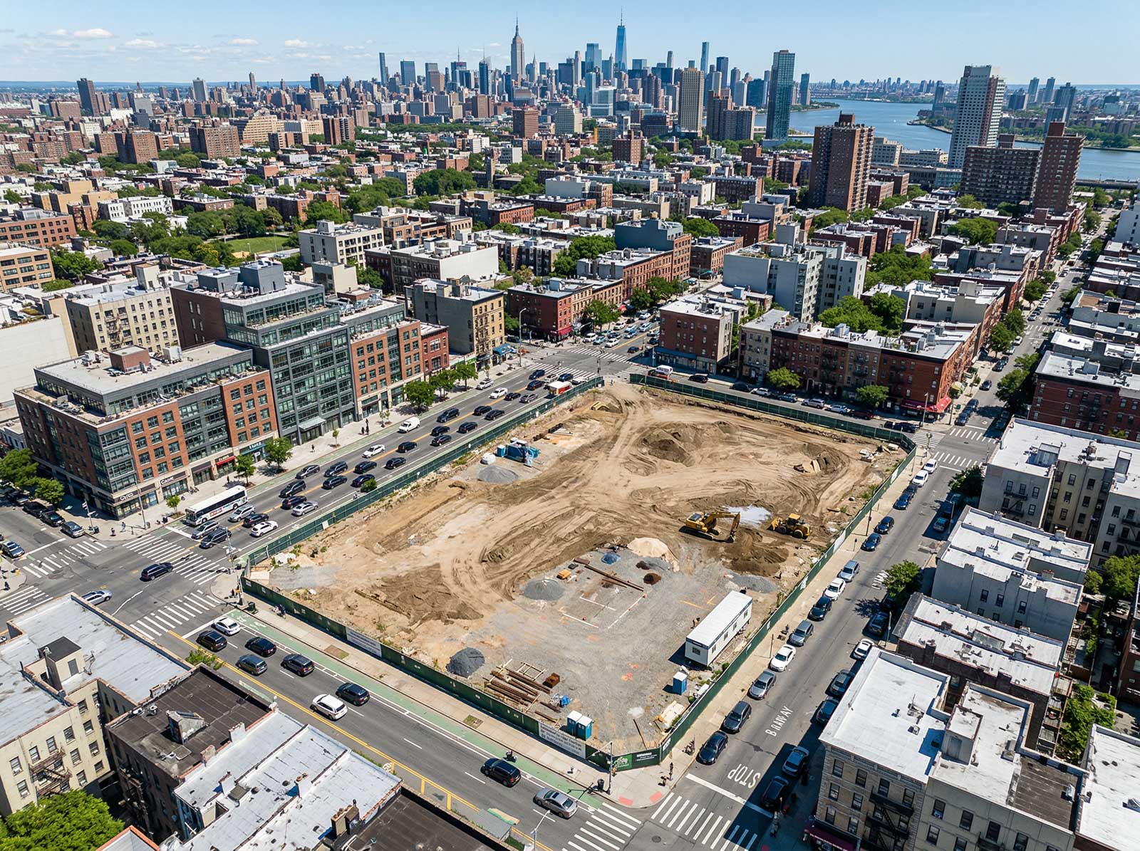 Aerial view of vacant land being evaluated for real estate development